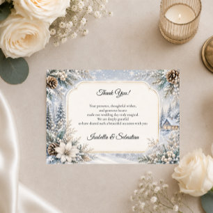 Carte De Remerciements Élégance de Mariage Féerique en Hiver