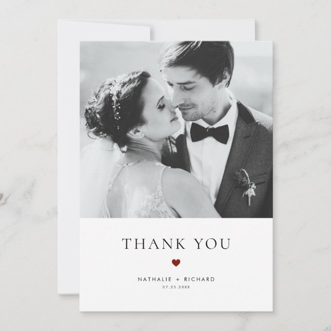 Carte De Remerciements Elegance moderne Mariage de typographie rouge (Devant)