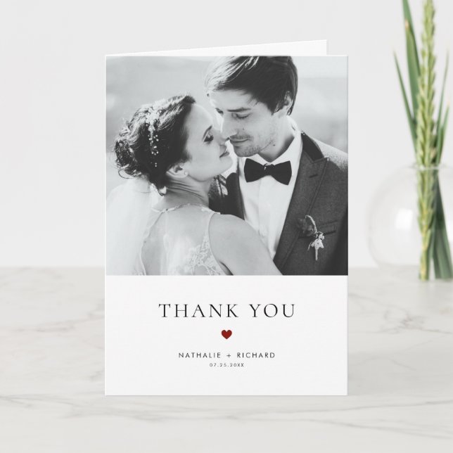 Carte De Remerciements Elegance moderne Mariage de typographie rouge (Devant)