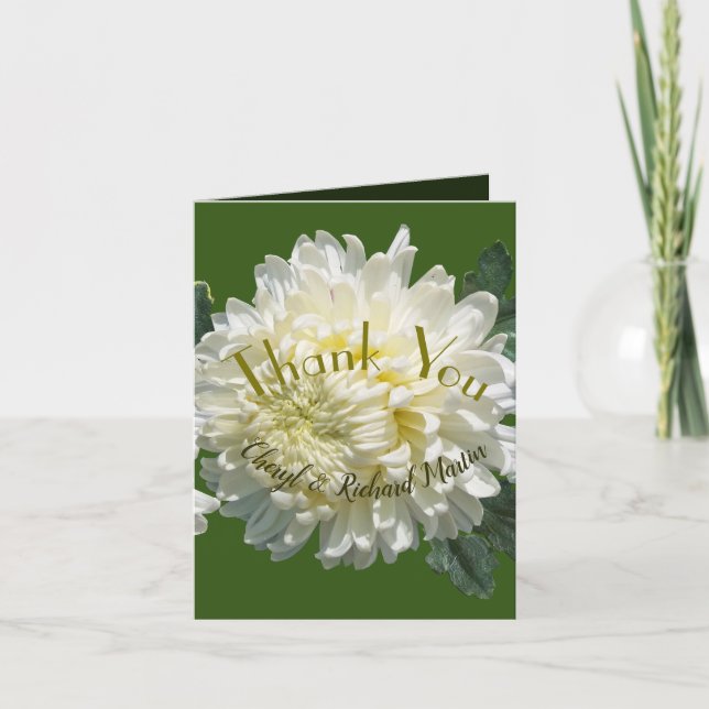 Carte De Remerciements Élégance Simple Fleur Blanche de Chrysanthème Mari (Devant)