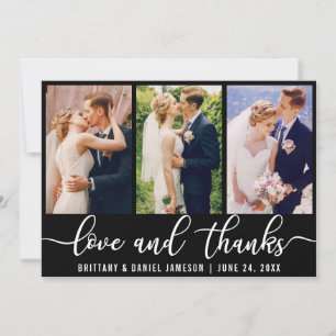 Carte De Remerciements Elegant 3 Photo Mariage Love and Thanks B