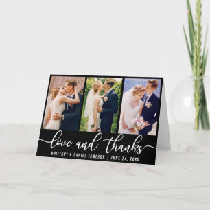 Carte De Remerciements Elegant 3 Photo Mariage Love and Thanks Pold B