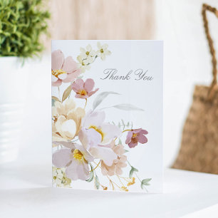 Carte De Remerciements Elégant aquarelle Floral Memorial plié