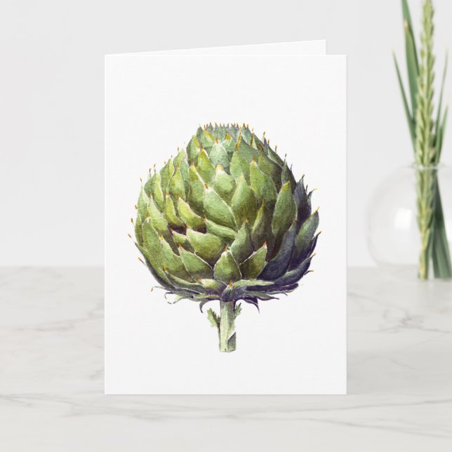 Carte De Remerciements Elégant aquarelle vert peint Artichoke (Devant)