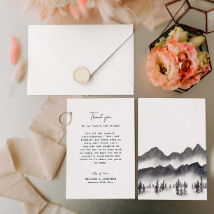 Carte De Remerciements Élégant arbre à pin Arbre de montagne Mariage simp