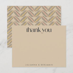 Carte De Remerciements Elégant Art Déco Beige Brown Nom personnalisé Mari