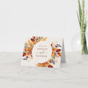 Carte De Remerciements Élégant automne Feuilles Mariage automne