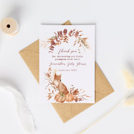 Carte De Remerciements Elegant Autumn Terracotta Fox Pumpkin Baby Shower