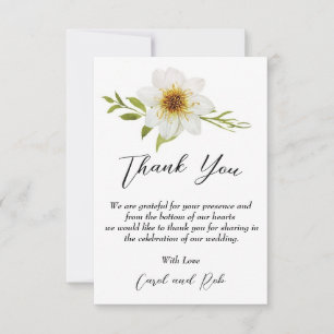 Carte de remerciements élégant avec fleurs blanche