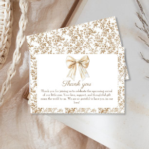Carte De Remerciements Elégant Baby shower Coquette Beige Chinoiserie