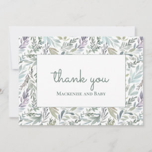 Carte De Remerciements Elégant Baby shower d'aquarelle botanique
