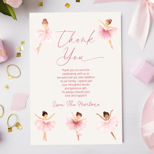 Carte De Remerciements Élégant Baby shower de ballet rose Ballerina