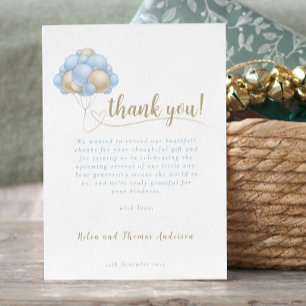 Carte De Remerciements Elégant Baby shower de ballon bleu Boho