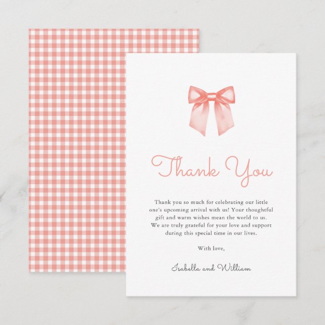 Carte De Remerciements Élégant Baby shower de cache de pêche (Devant / Derrière)