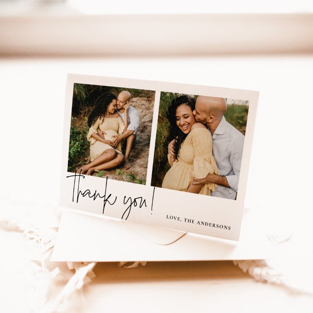 Carte De Remerciements Élégant Baby shower de calligraphie (Elegant Calligraphy Baby Shower Thank You Card)