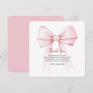 Carte De Remerciements Élégant Baby shower de fille de la cou rose