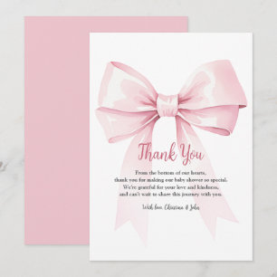 Carte De Remerciements Élégant Baby shower de fille de la cou rose