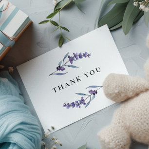 Carte De Remerciements Élégant Baby shower de lavande fleurie