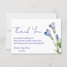 élégant baby shower de script bleu floral