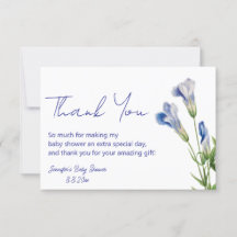 élégant baby shower de script bleu floral