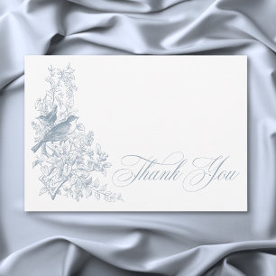 Carte De Remerciements Elégant Baby shower d'oiseaux naturels Blue Chinoi
