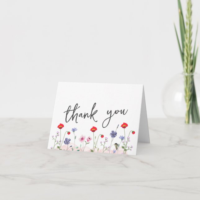 Carte De Remerciements Élégant Baby shower Fleur sauvage d'été (Devant)