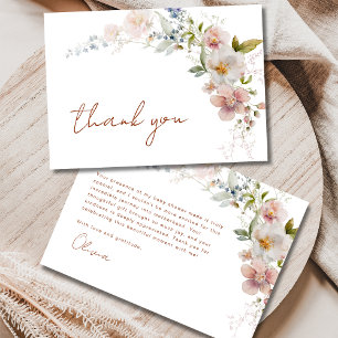 Carte De Remerciements Élégant Baby shower Fleur sauvage moderne