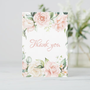 Carte De Remerciements Élégant Baby shower floral rose