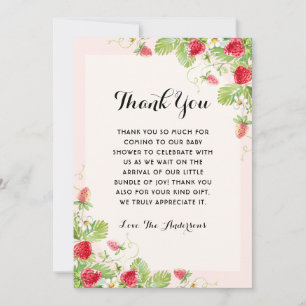 Carte De Remerciements Élégant Baby shower fraise