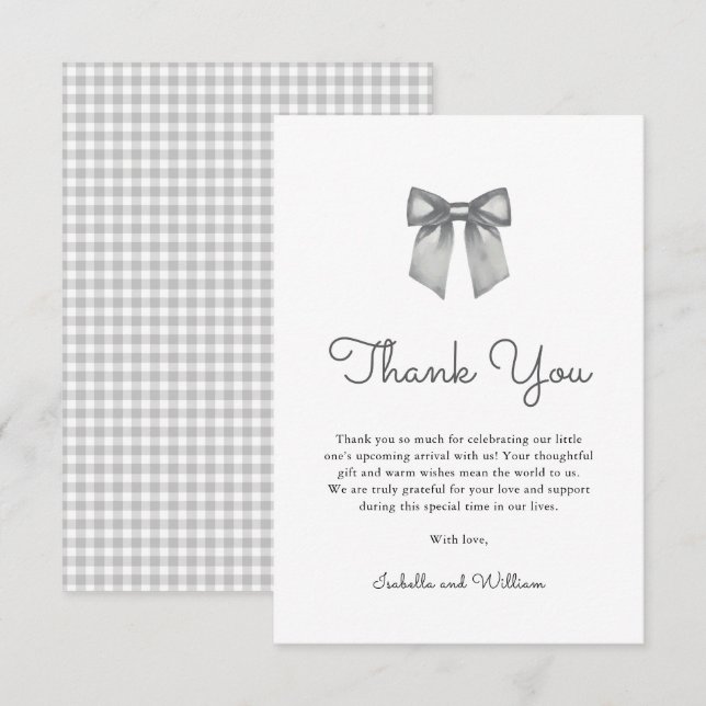 Carte De Remerciements Élégant Baby shower noir blanc de la caverne (Devant / Derrière)