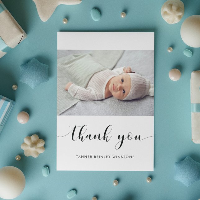 Carte De Remerciements Élégant Baby shower photo (Créateur téléchargé)