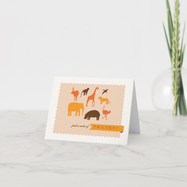 Carte De Remerciements Elégant Baby shower Safari Animaux (Devant)
