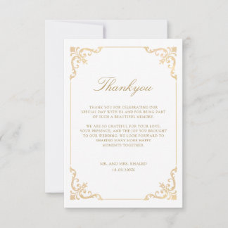 Carte De Remerciements Elegant Baroque Rococo Frame Gold Script Wedding