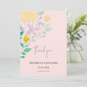 Carte De Remerciements Elégant Beau Lilac Boho Aquarelle Florale
