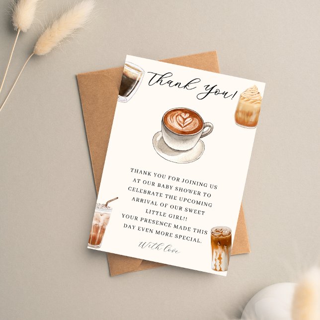 Carte De Remerciements Élégant bébé brasse le baby shower de café (Créateur téléchargé)