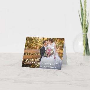 Carte De Remerciements Elégant belle calligraphie Photo Mariage Note