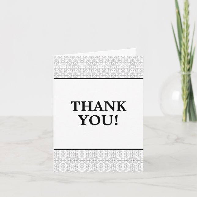Carte De Remerciements Elegant Black and White Art Deco Style (Devant)