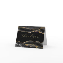 Elegant Black & Gold Graduation Thank you