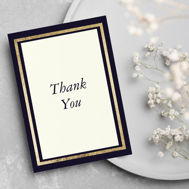 Carte De Remerciements Elégant Black Ivory Gold Noir 50e anniversaire (Elegant Modern Black Ivory Gold 50th Birthday Thank You )