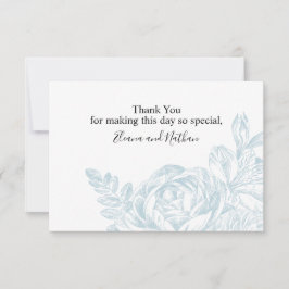 Carte De Remerciements Élégant Bleu Blanc Botanique Mariage Floral