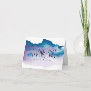 Carte De Remerciements Elégant bleu et violet Aquarelle Laver