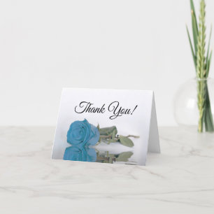 Carte De Remerciements Elégant bleu turquoise Rose photo Mariage intérieu