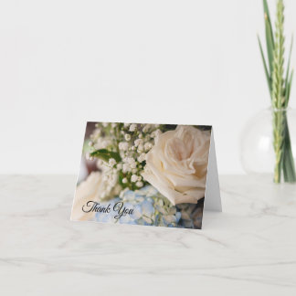 Carte De Remerciements Elegant Blue and White Thank You Card Wedding