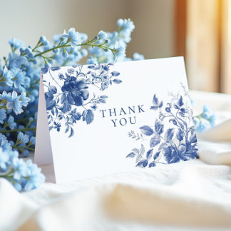 Carte De Remerciements Elegant Blue Toile Chinoiserie Bridal Shower