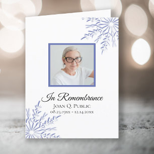 Carte De Remerciements Élégant Blue Winter Snowflakes Sympathie funéraire