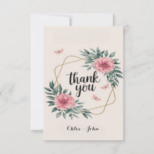 Carte De Remerciements Elégant Blush Floral Custom Wedding