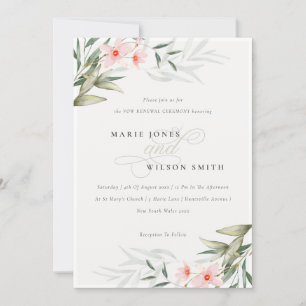 Carte De Remerciements Élégant Blush Greenery Floral Vow Renouvellement I