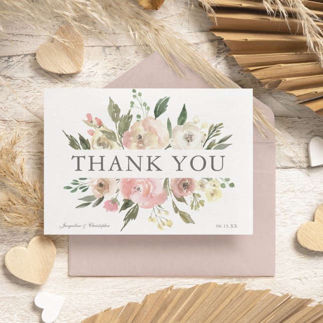 Carte De Remerciements Elégant Blush rose rose rose poitrine printemps ma (Créateur téléchargé)