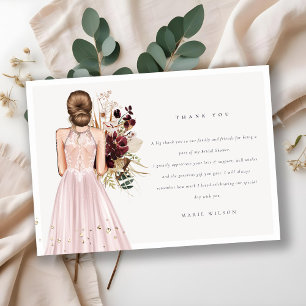 Carte De Remerciements Elegant Boho Blush Mariage Gown Fête des mariées