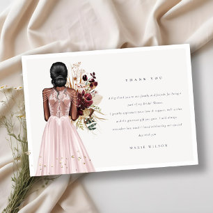 Carte De Remerciements Elegant Boho Blush Mariage Gown Fête des mariées